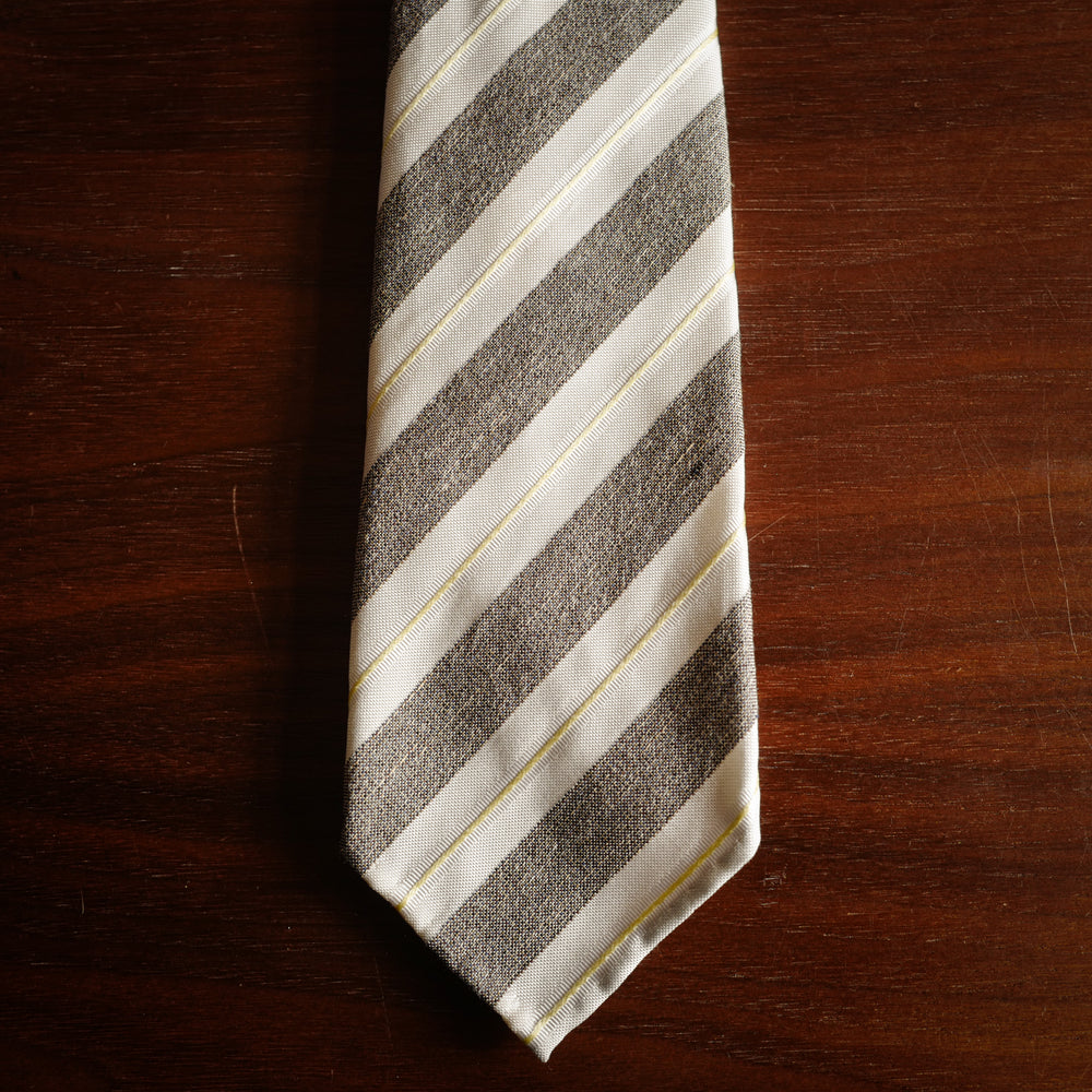 Brown 7-Fold Woven Regimental Silk Tie