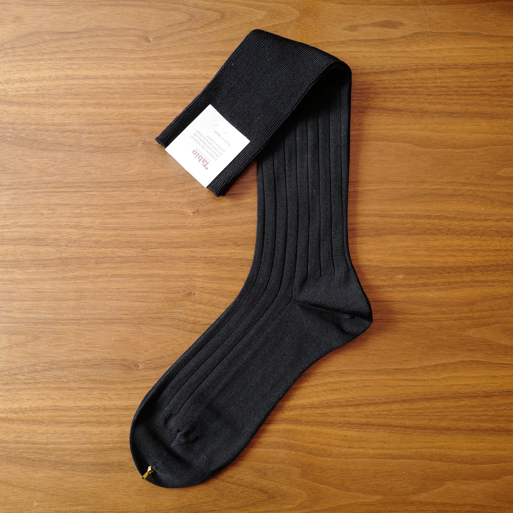 Black over-the-calf Socks with Burgundy Stripes