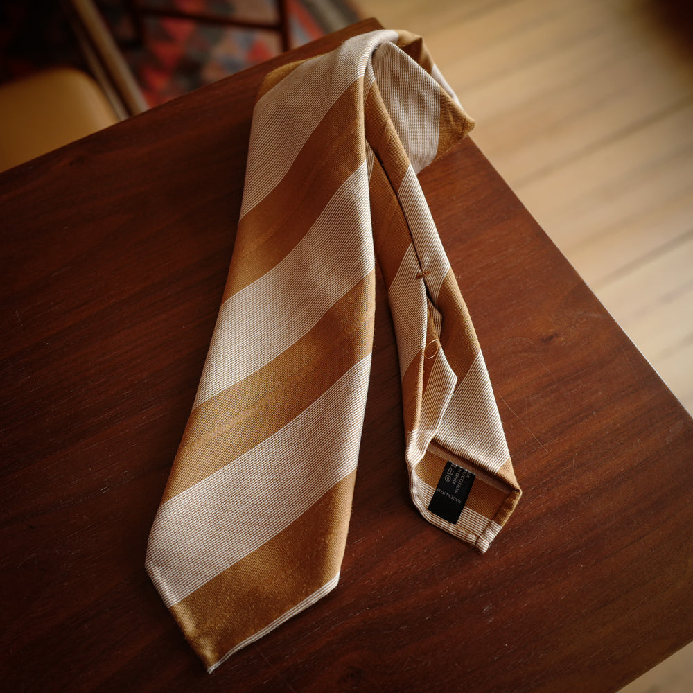 Orange Block Stripes 7-Fold Silk/Cotton Tie