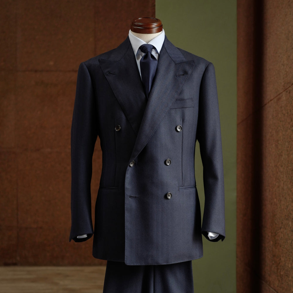 Navy Herringbone Suit