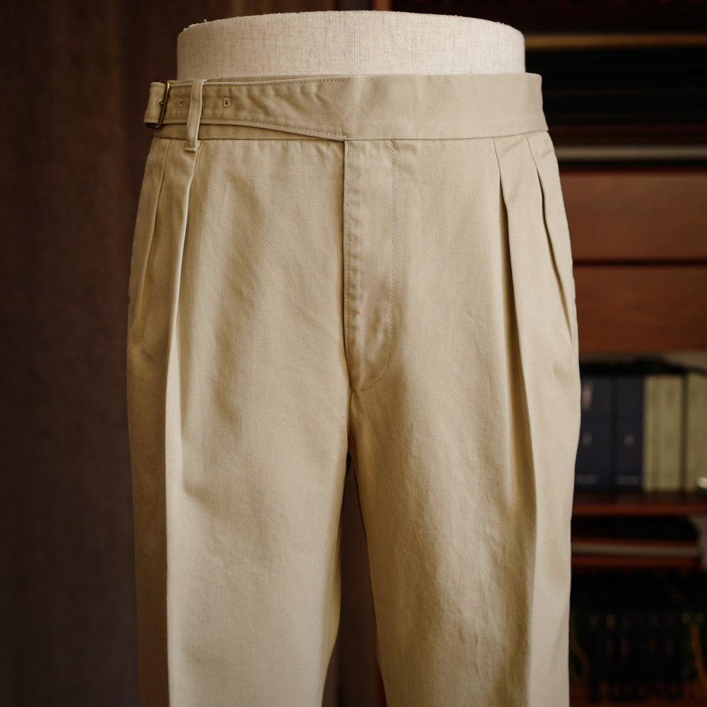 Beige Cotton Gurkha Trousers