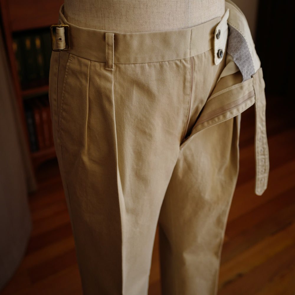 Beige Cotton Gurkha Trousers