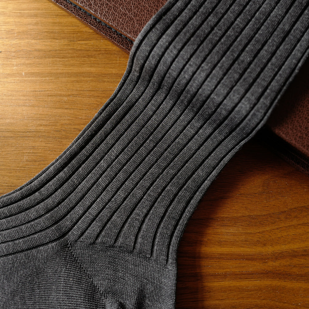 Grey Melange Cotton over-the-calf Socks