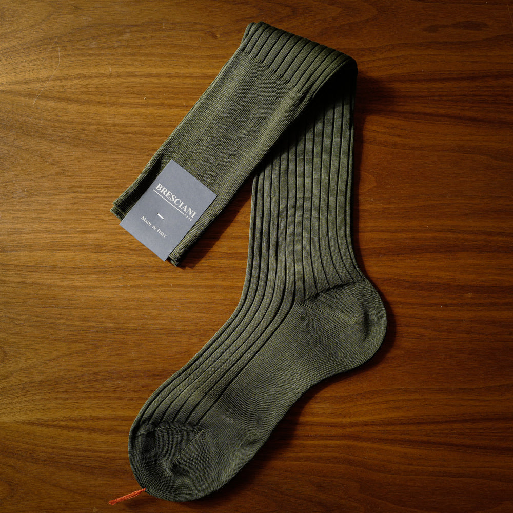 Olive Melange Cotton over-the-calf Socks