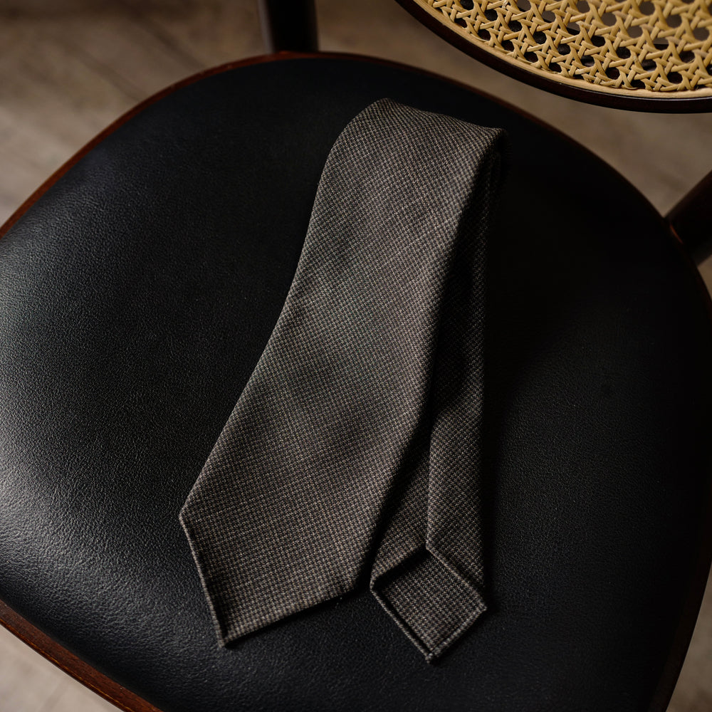 Brown Micro-Houndstooth Wool Tie