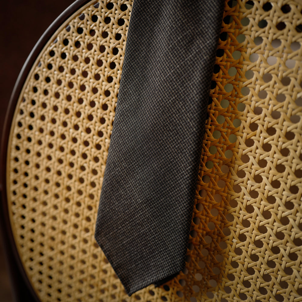 Brown Micro-Houndstooth Wool Tie