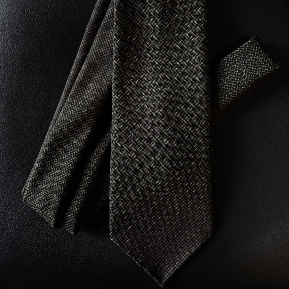 Brown Micro-Houndstooth Wool Tie
