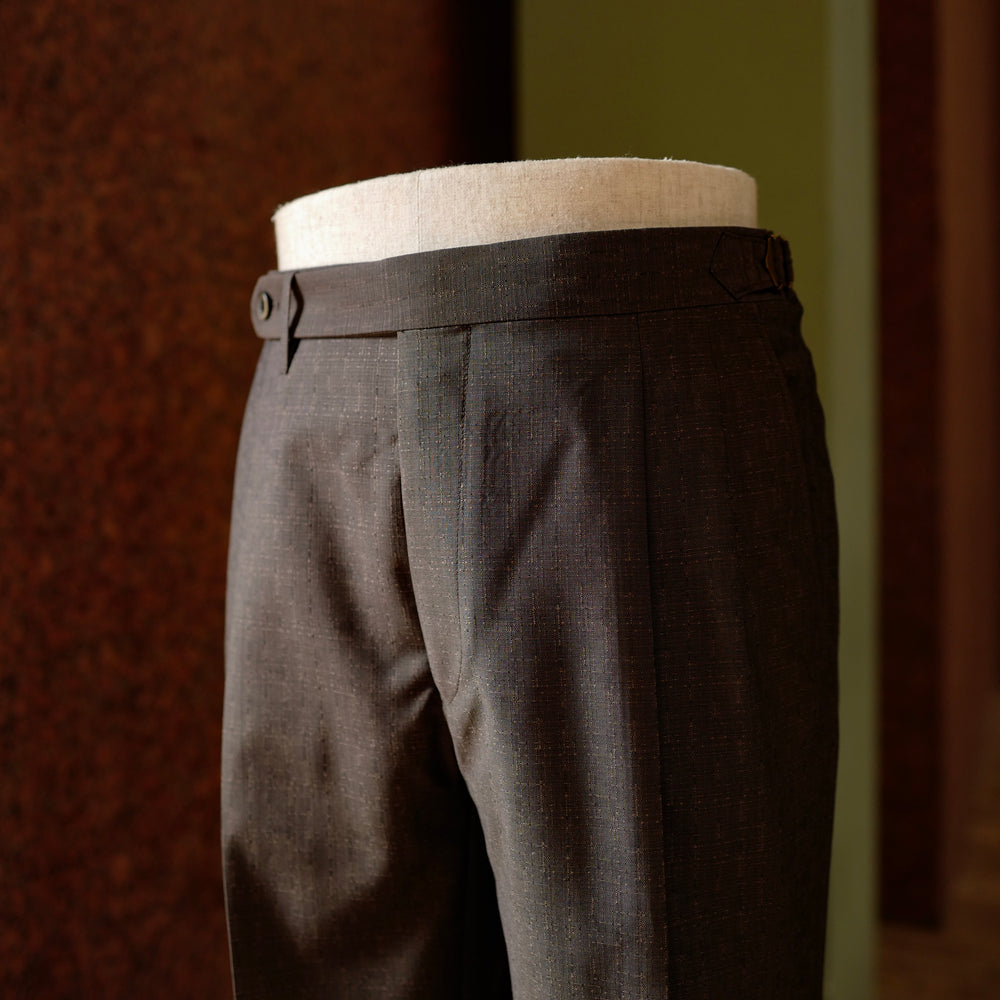 Brown textured Wool Trousers
