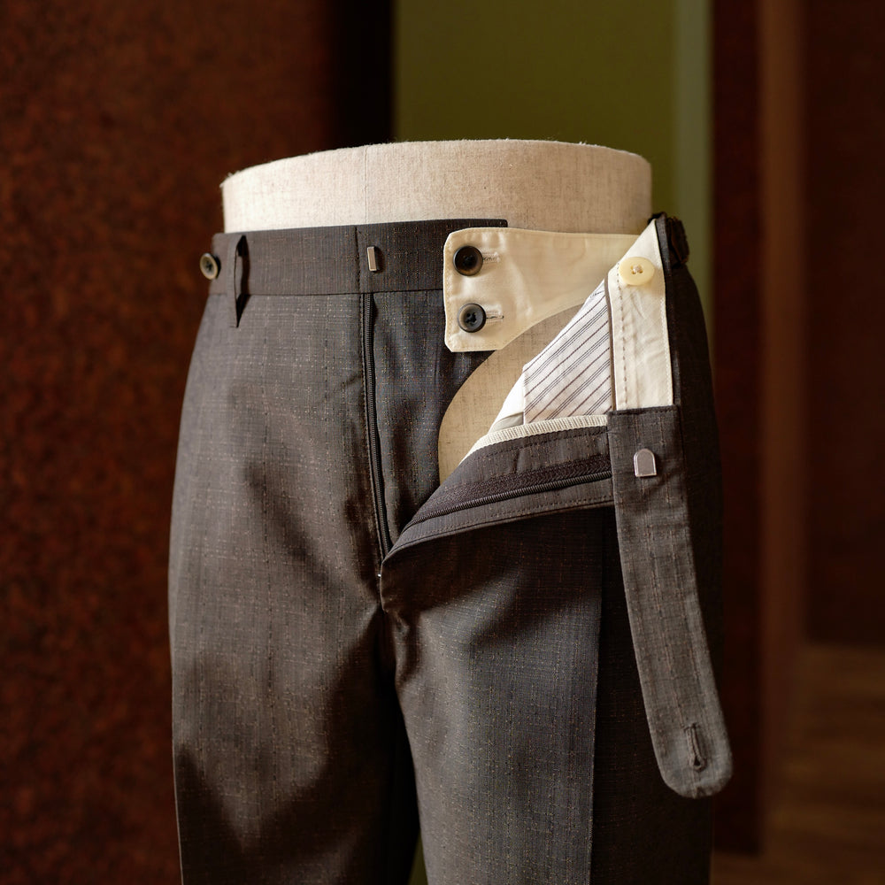 Brown textured Wool Trousers