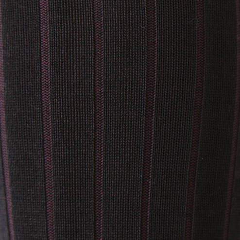 Black over-the-calf Socks with Burgundy Stripes