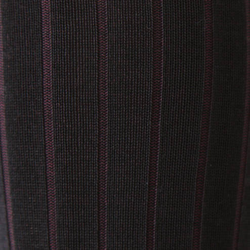 Black over-the-calf Socks with Burgundy Stripes