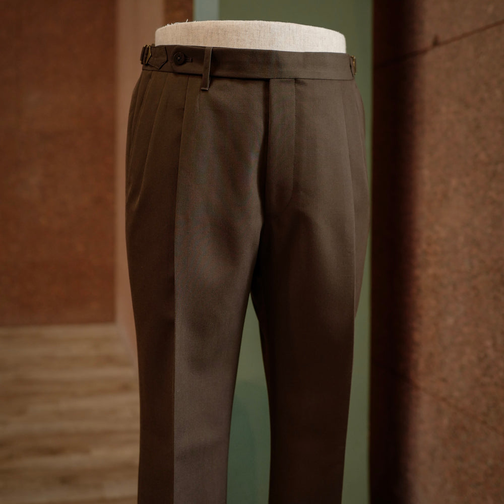 Brown Vintage Gabardine Wool Trousers