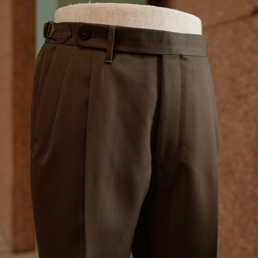 Brown Vintage Gabardine Wool Trousers