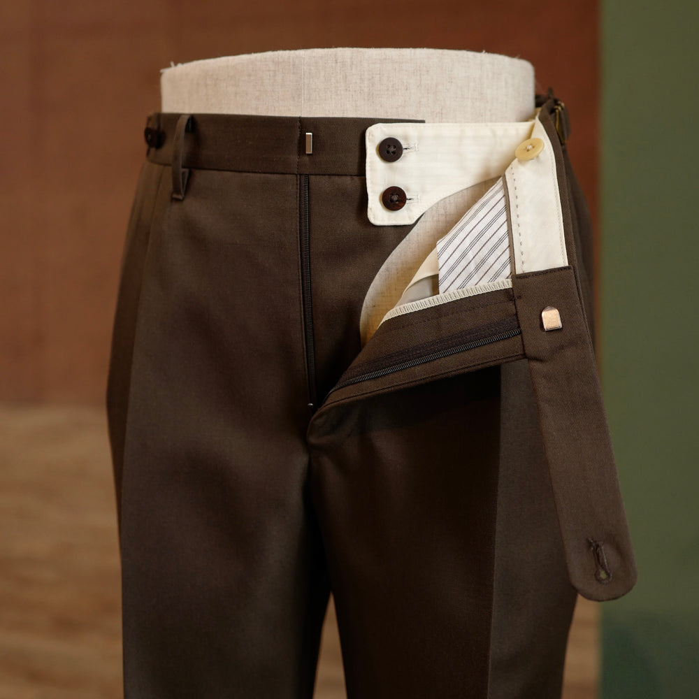 Brown Vintage Gabardine Wool Trousers