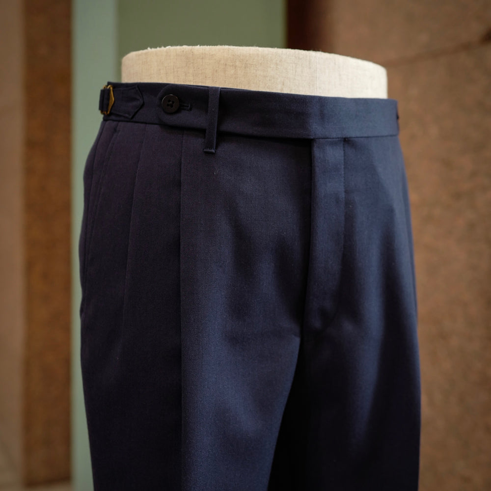 Navy Vintage Gabardine Wool Trousers