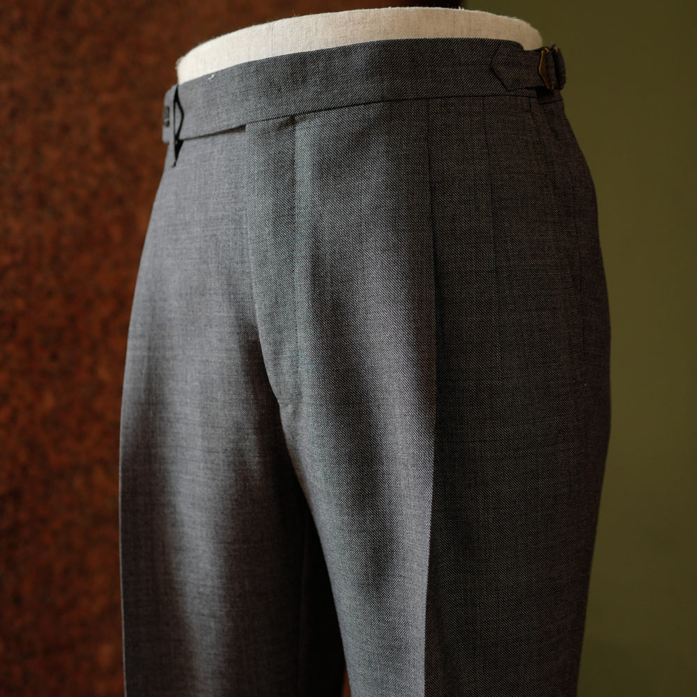 Mid Grey Sharkskin Wool Trousers