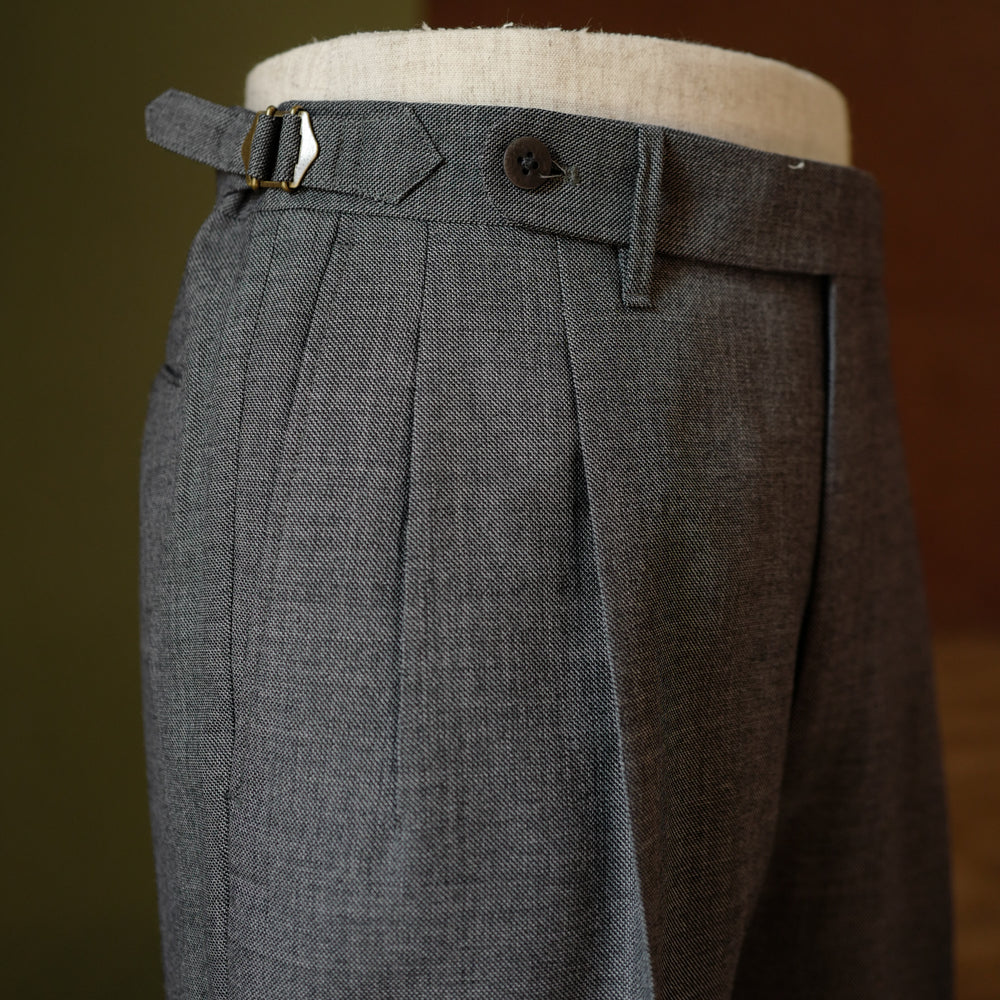 Mid Grey Sharkskin Wool Trousers