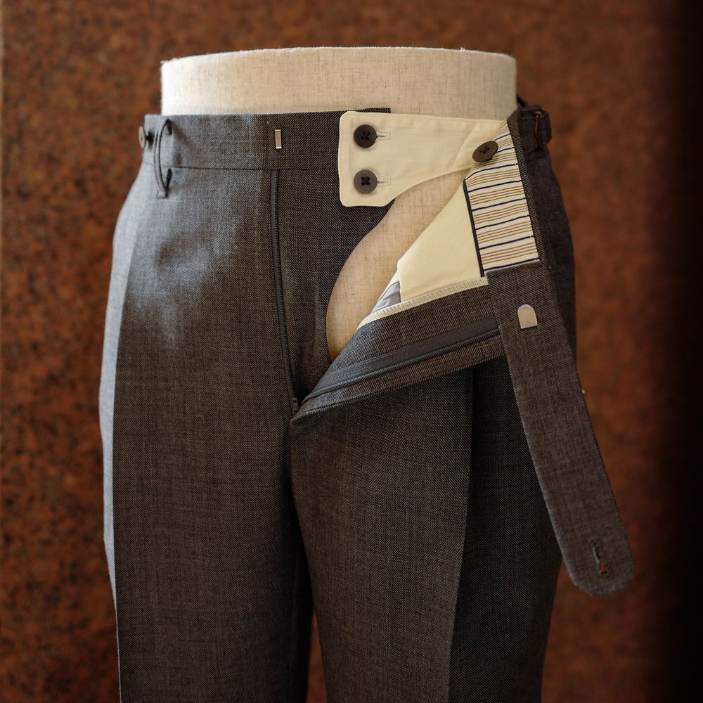 Mid Grey Sharkskin Wool Trousers