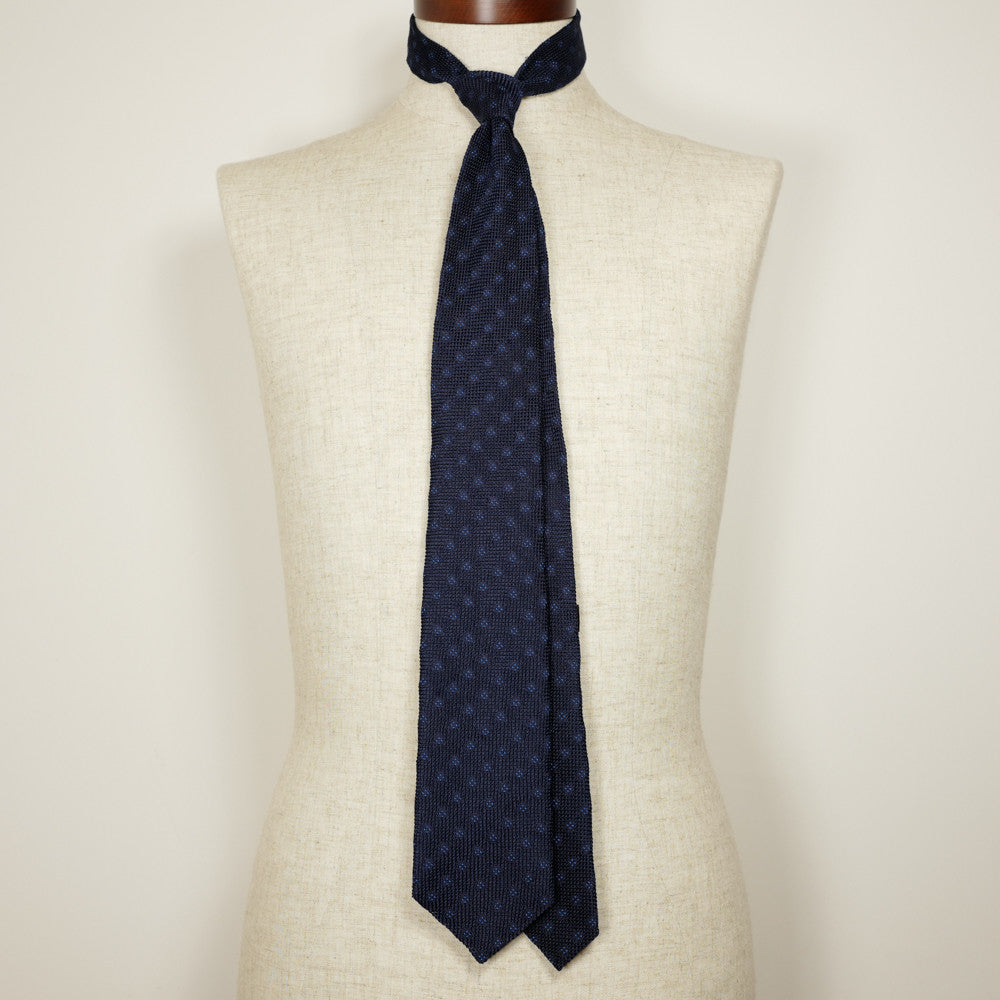 Navy Grenadine Six-Fold Tie with Blue Dots