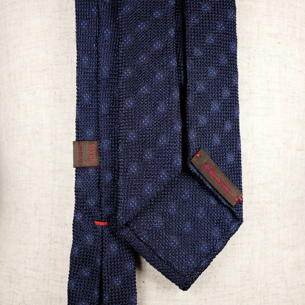 Navy Grenadine Six-Fold Tie with Blue Dots