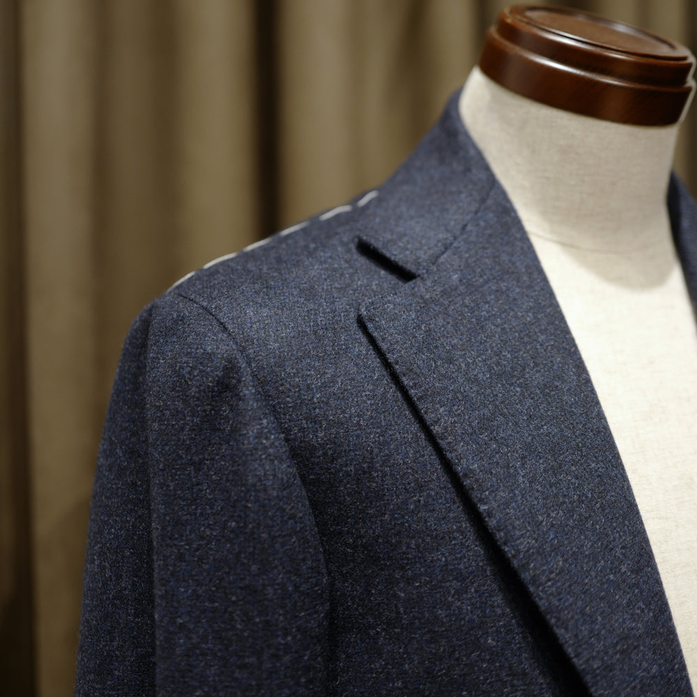 Navy Micro Pattern Flannel Suit