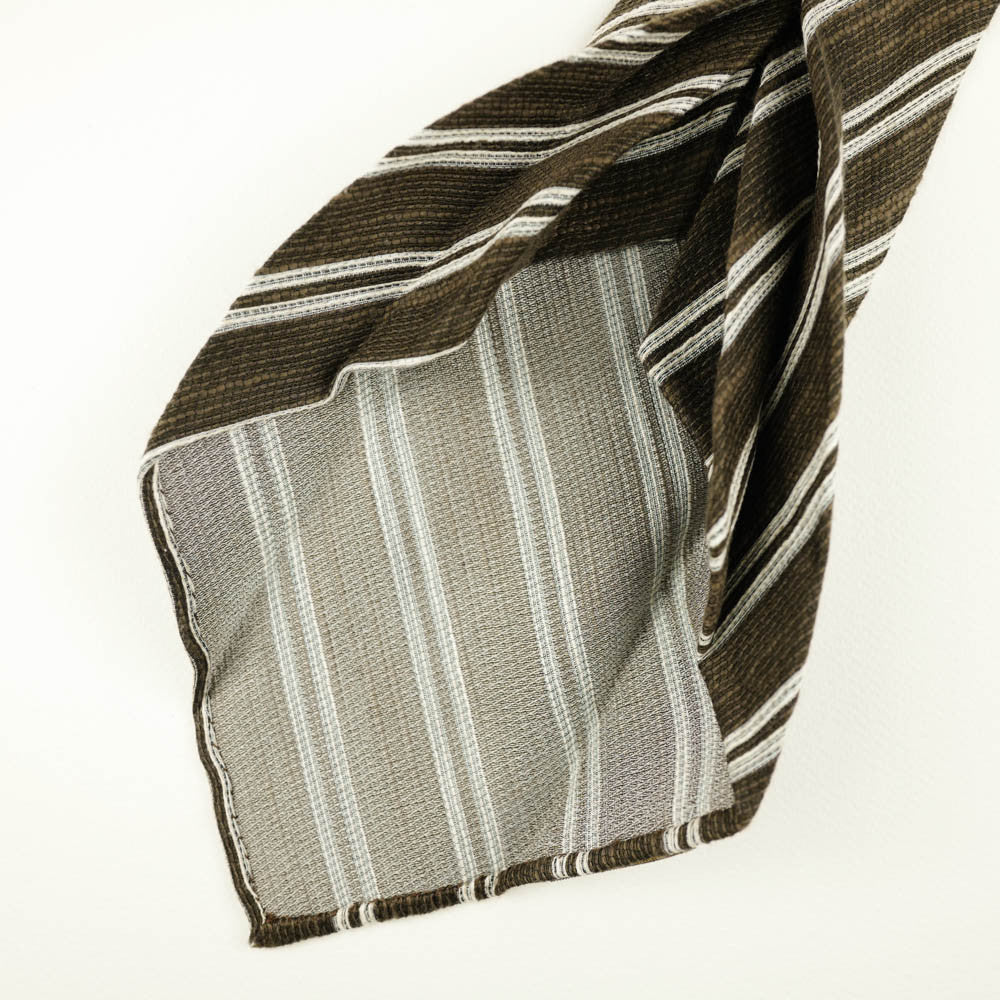 Brown Seven-Fold Woven Regimental Linen/Silk Tie