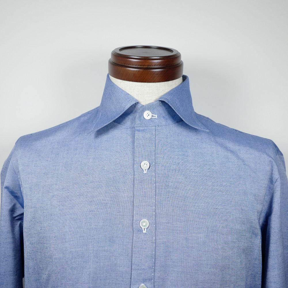 Blue Long-sleeve Polo Shirt with cut-away collar