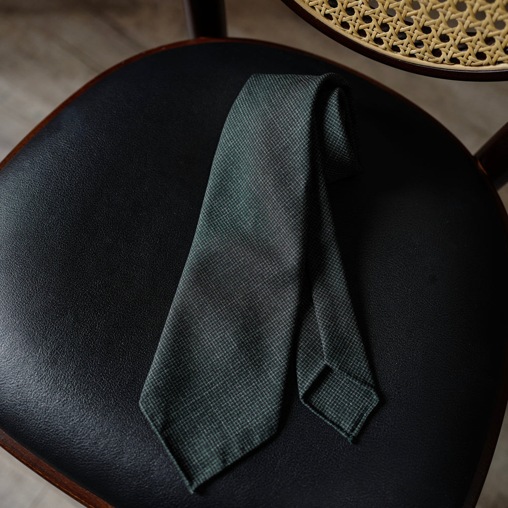 Green Micro-Houndstooth Wool Tie
