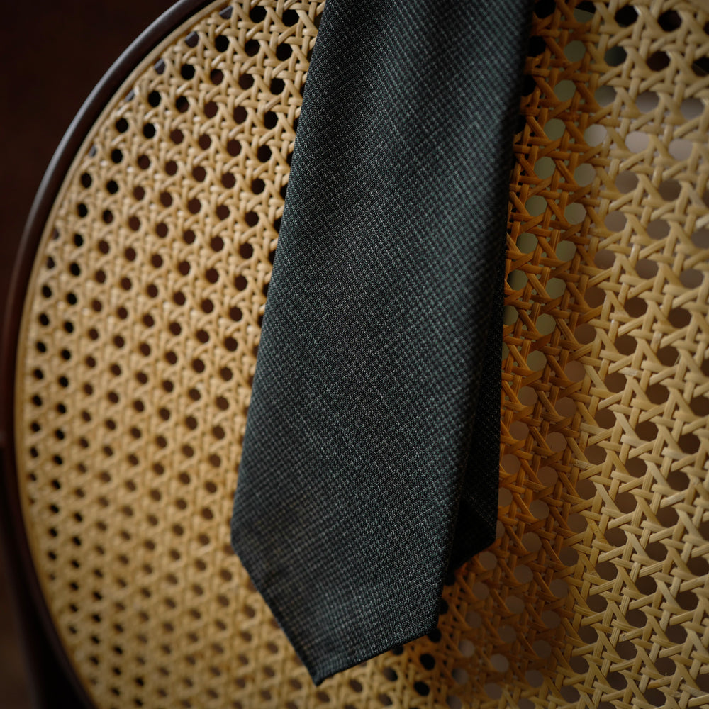 Green Micro-Houndstooth Wool Tie