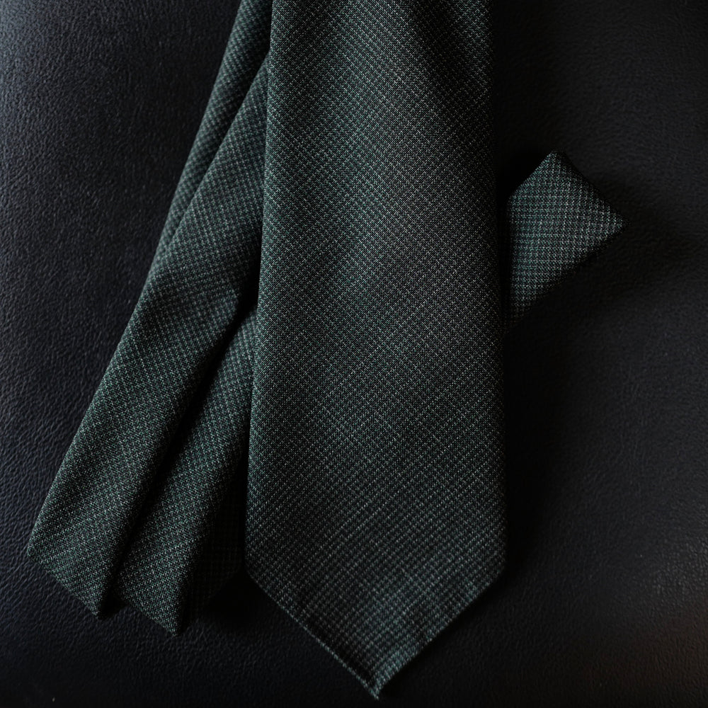 Green Micro-Houndstooth Wool Tie