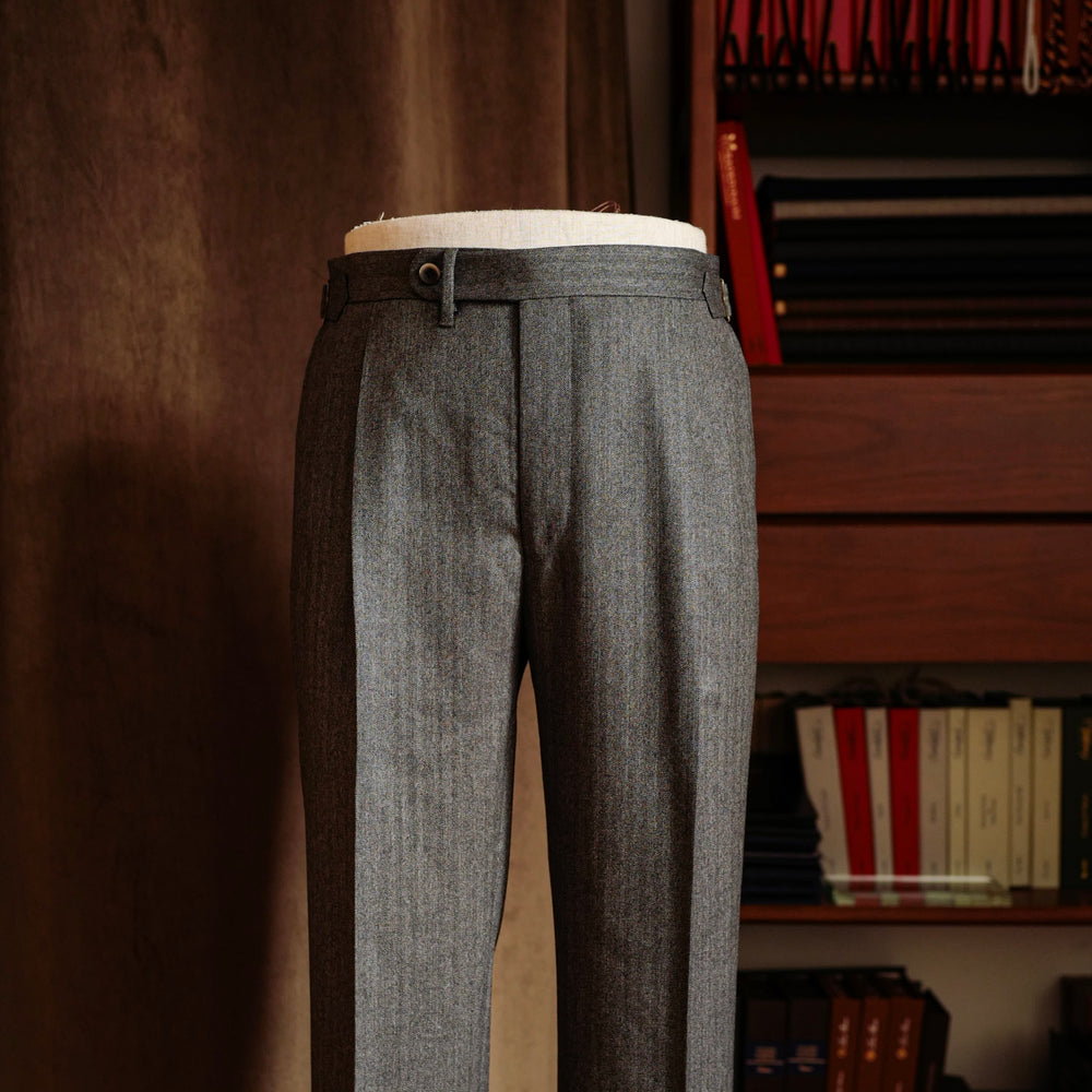 Grey Herringbone Wool Trousers Mod.2