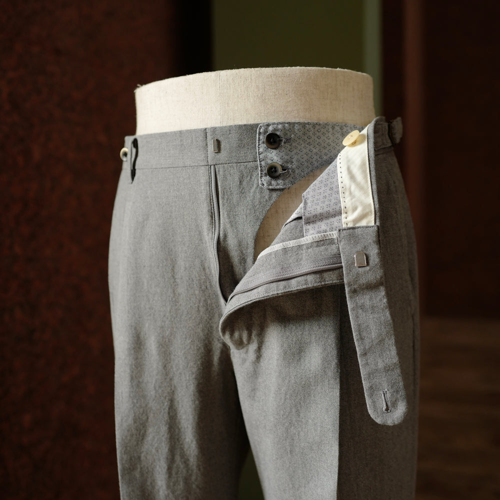 Grey Cotton Fresco Trousers