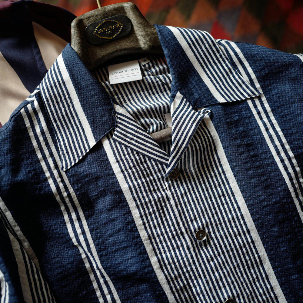 Navy Stripes Seersucker Shirt