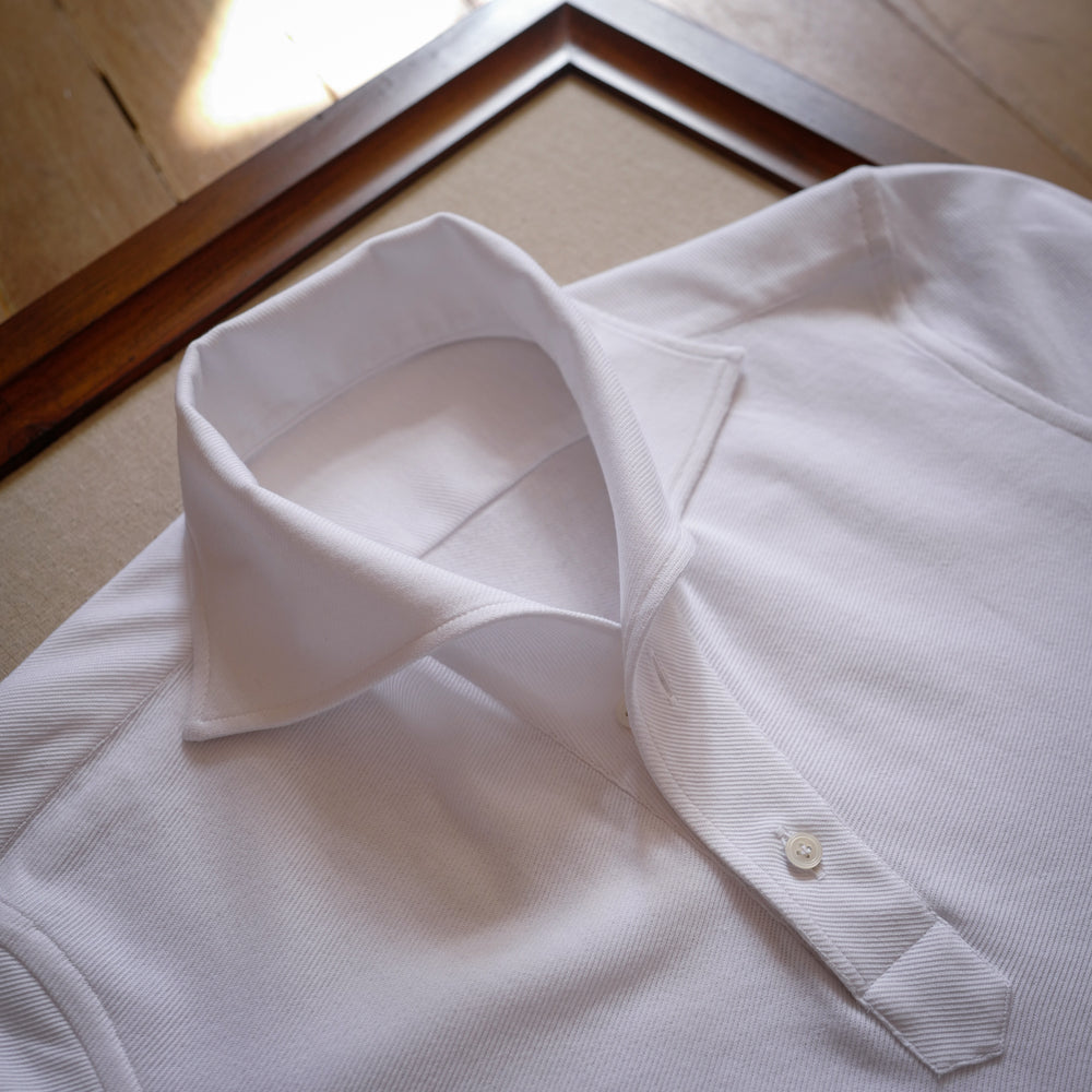 Organic cotton knit jersey Polo in white