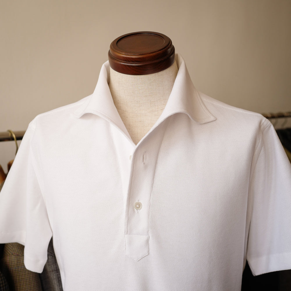 Organic cotton knit jersey Polo in white