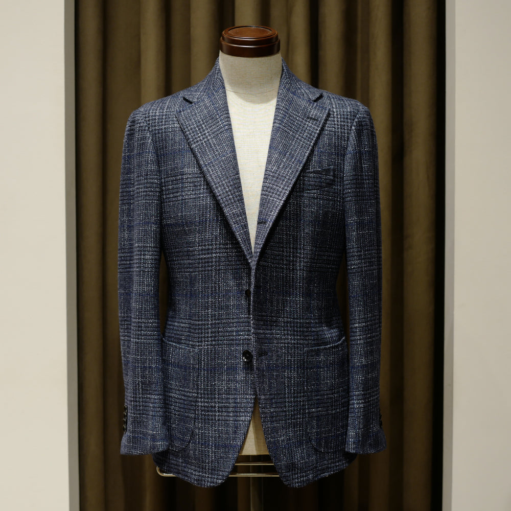 Blue Large Check Wool/Silk Jacket