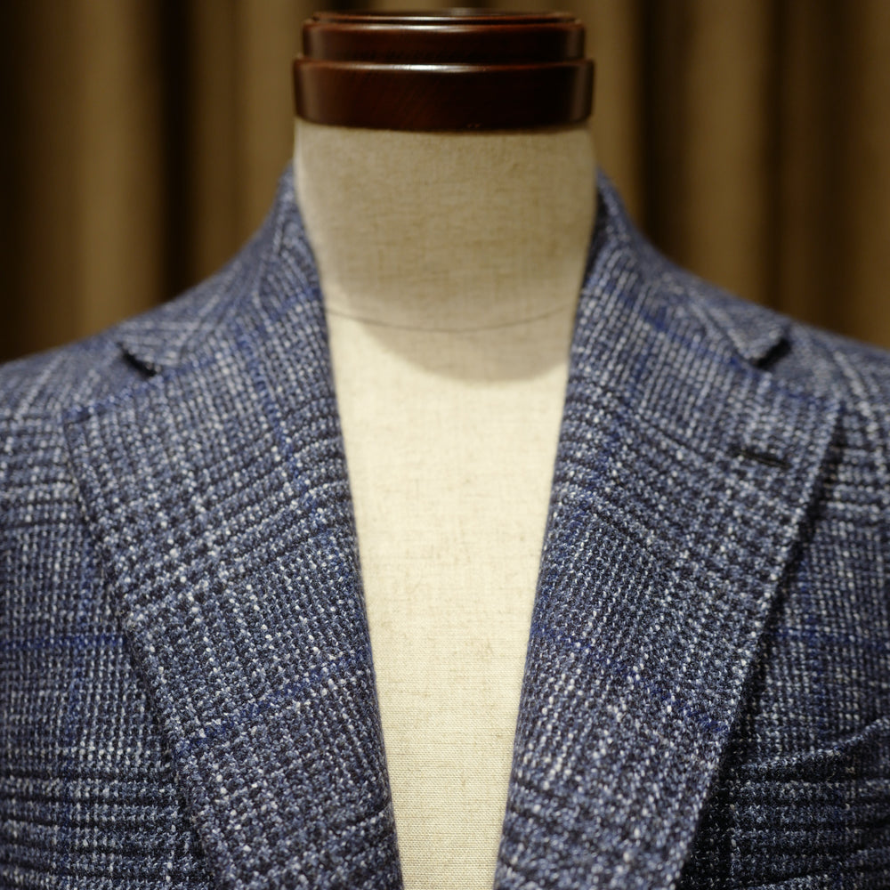 Blue Large Check Wool/Silk Jacket