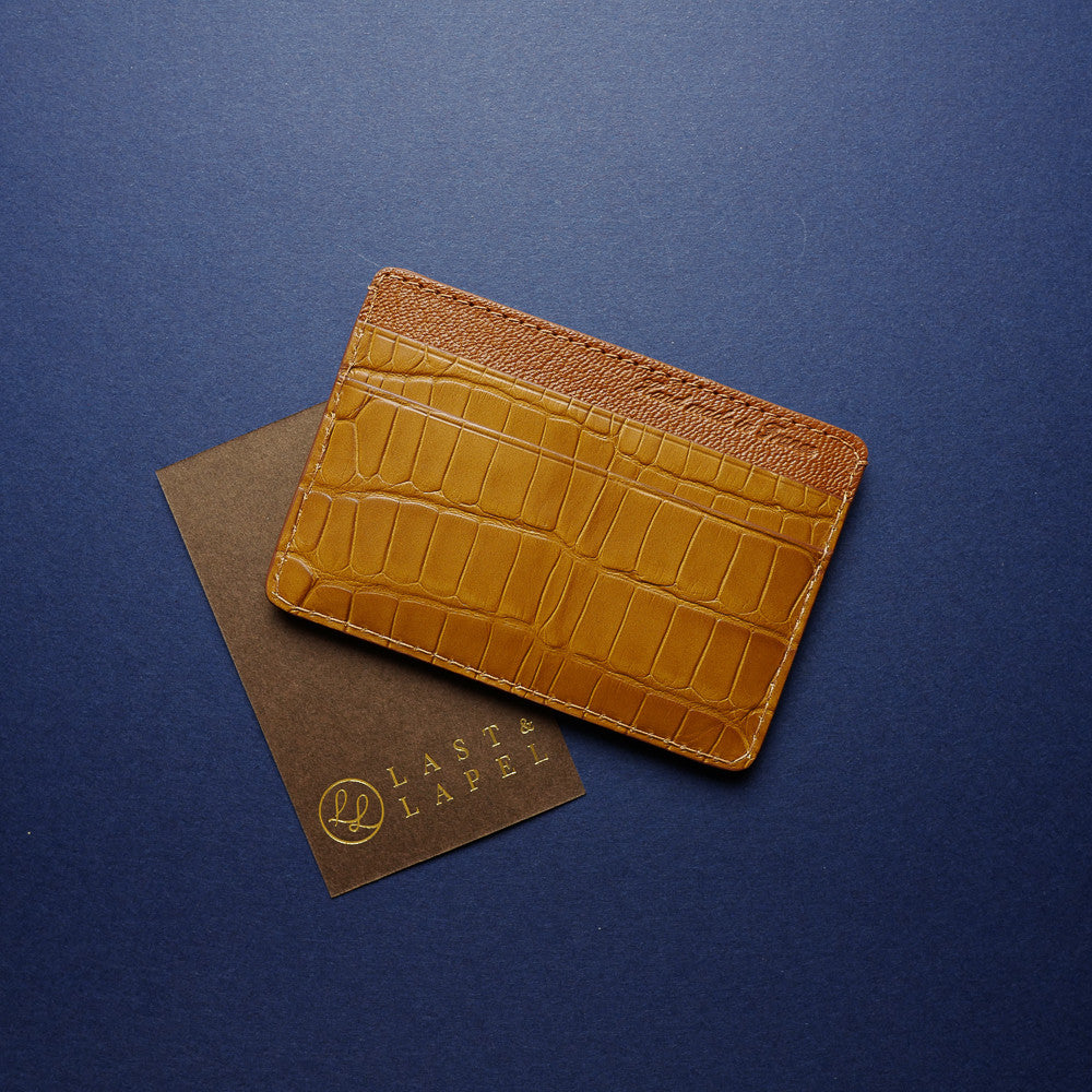 Honey Brown Alligator Card Holder