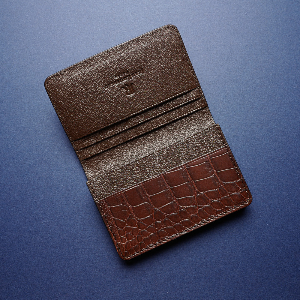 Dark Brown Alligator Card Wallet