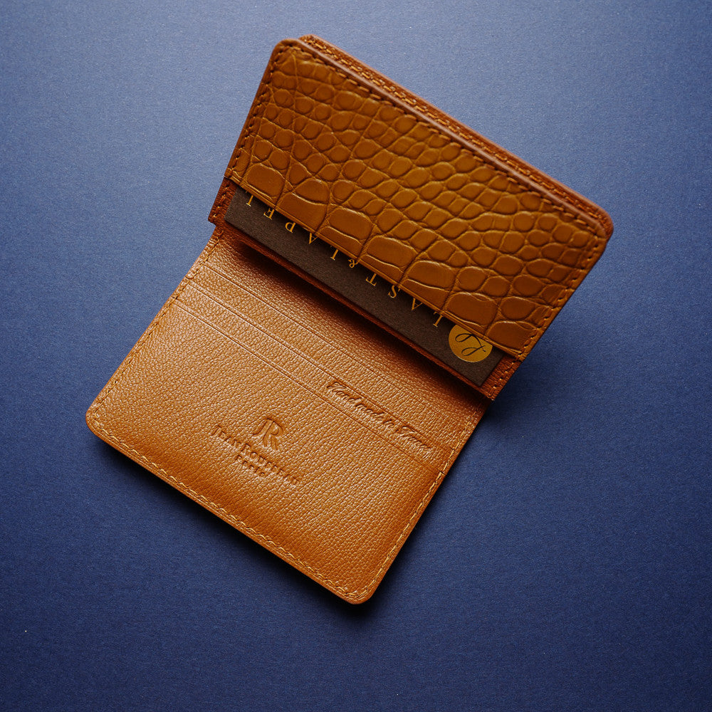 Honey Brown Alligator Card Wallet