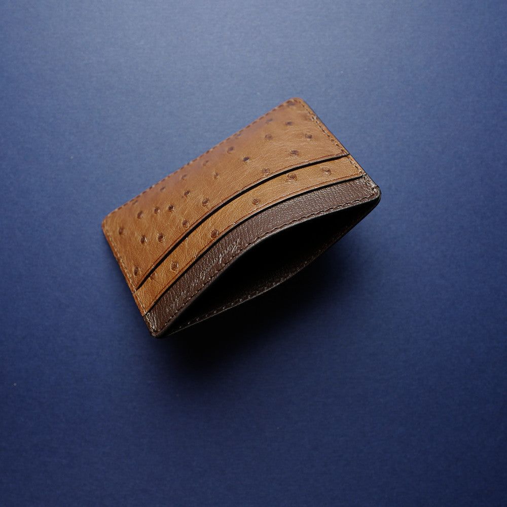 Brown Ostrich Card Holder