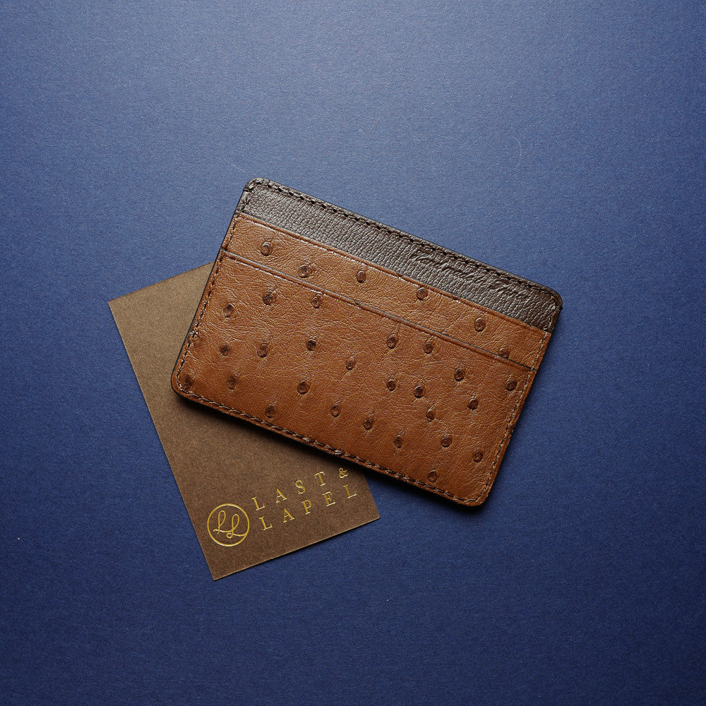 Brown Ostrich Card Holder