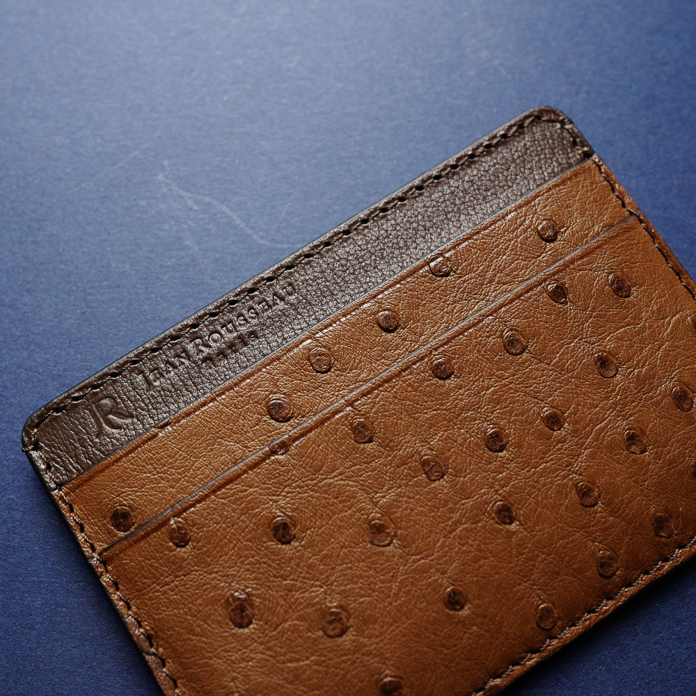 Brown Ostrich Card Holder