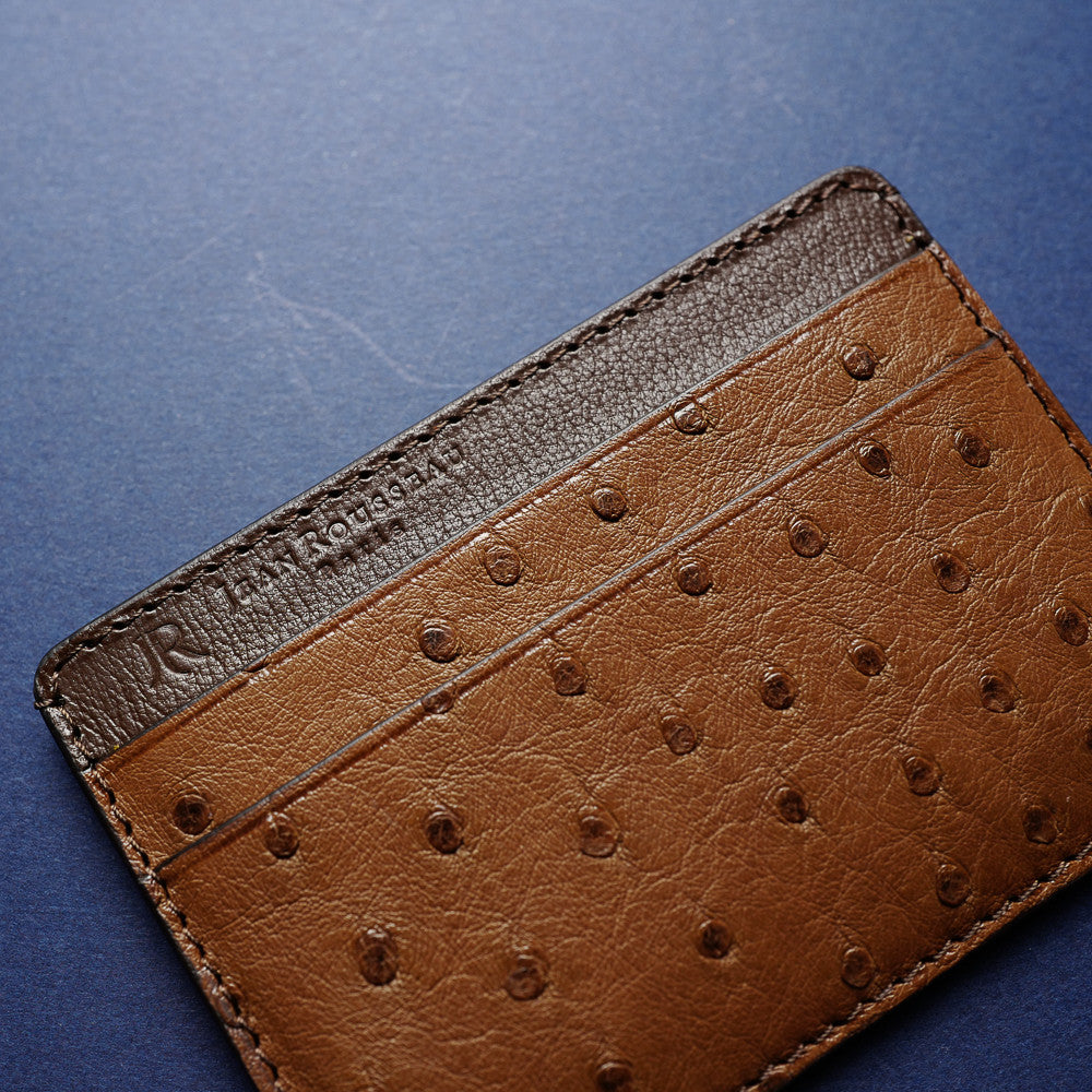 Waverly Ostrich Card Case, Brown Ostrich