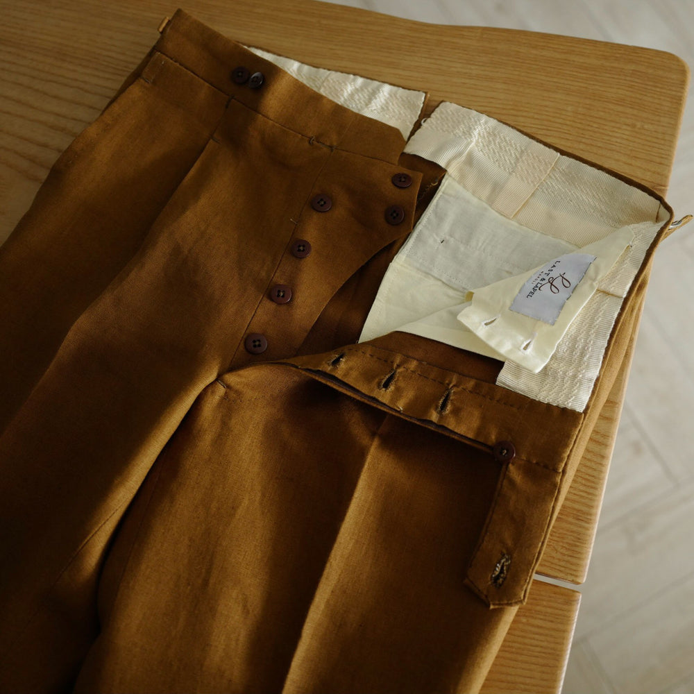 Tobacco Brown Linen Trousers