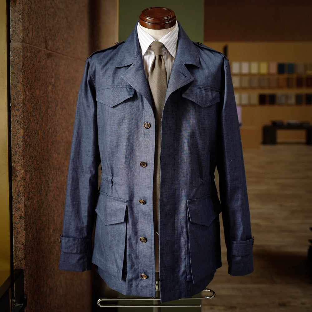 Valstarino Navy Wool/Silk/Linen M65 Field Jacket