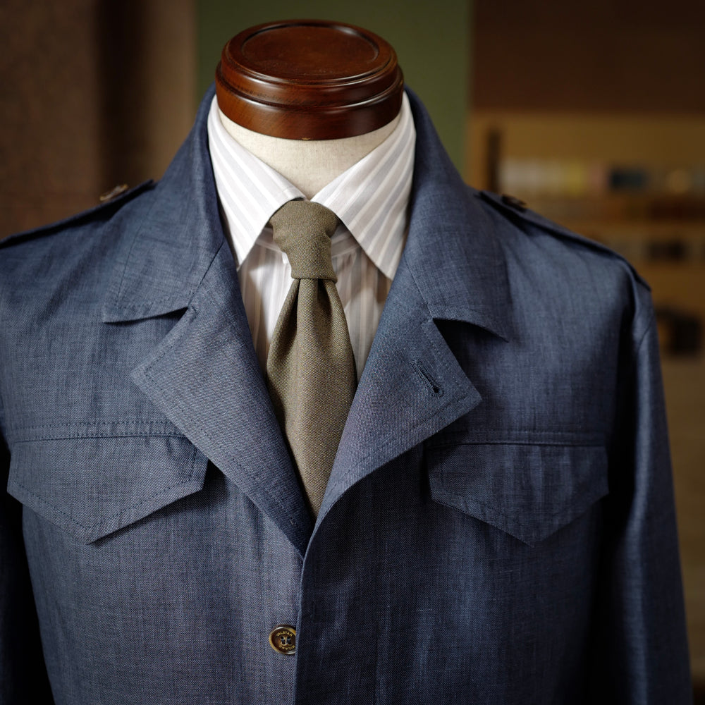 Valstarino Navy Wool/Silk/Linen M65 Field Jacket