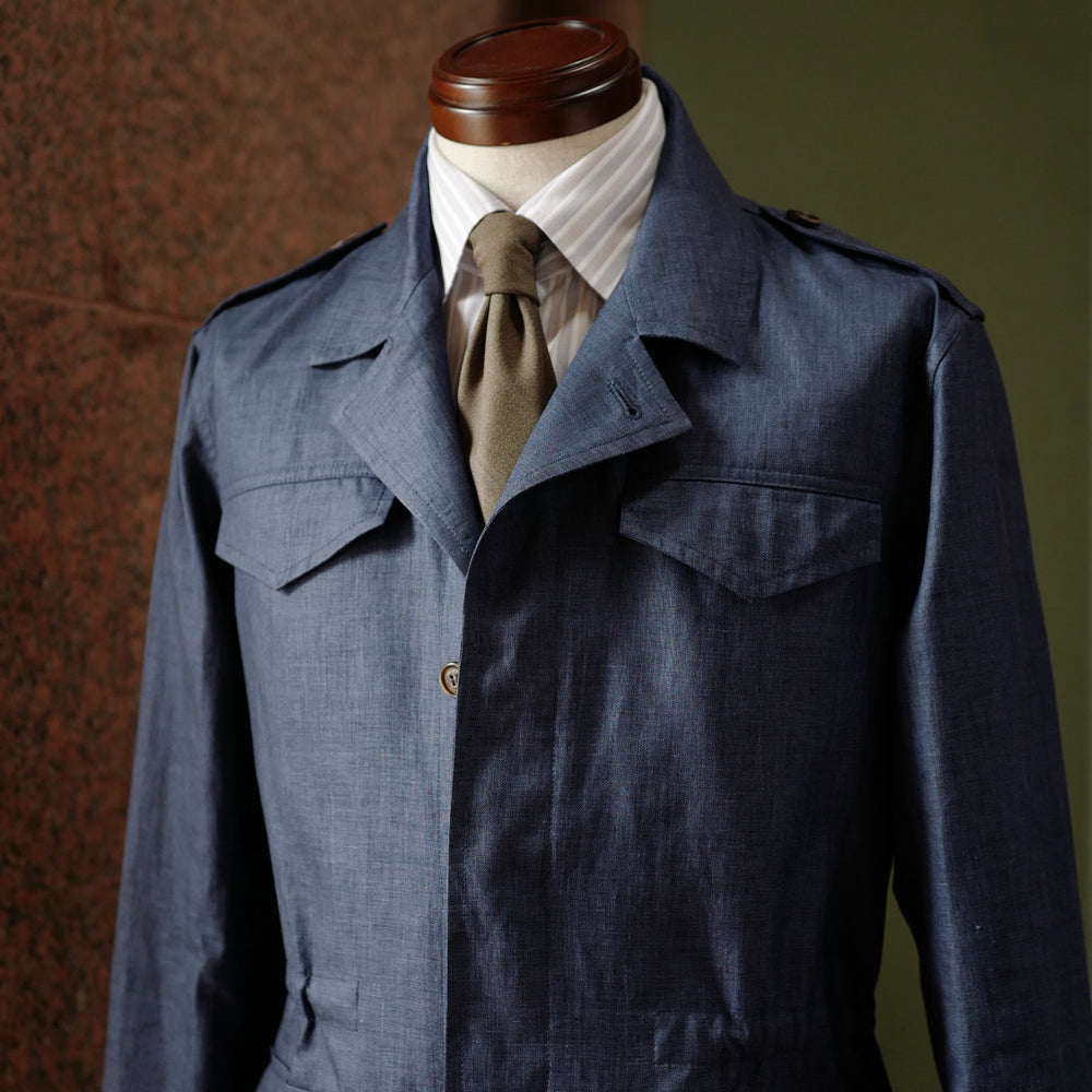 Valstarino Navy Wool/Silk/Linen M65 Field Jacket