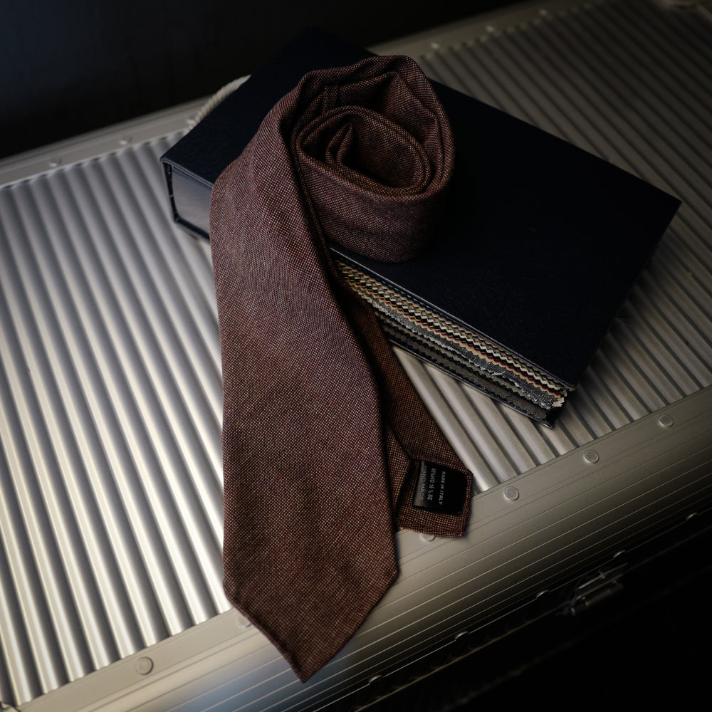 Rusty Brown Textured Seven-Fold Wool/Silk Tie