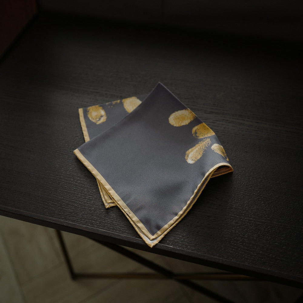 Grey Pocket Square with Abstract Design